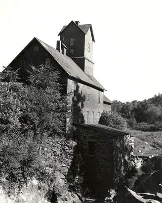 Picture 1 – Chittenden Mills, 1970, showing remnants of dam and back of wheelhouse before it was washed out by high water.